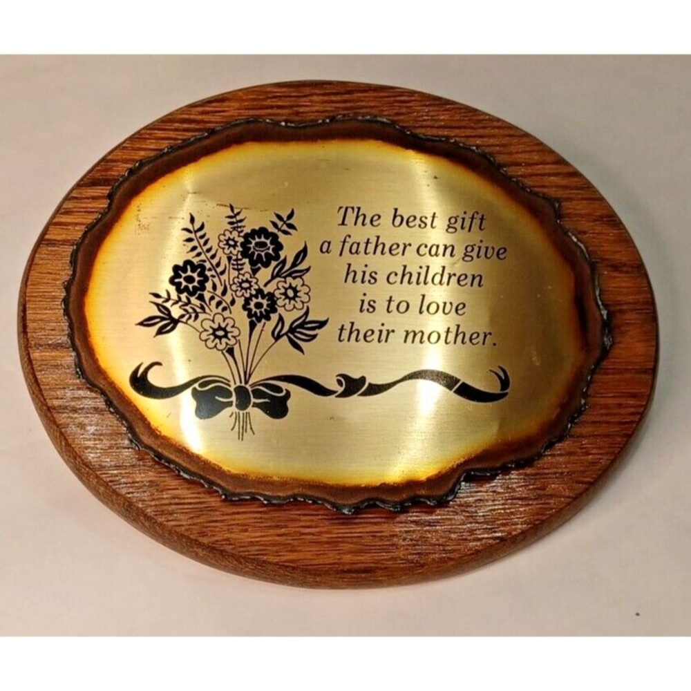 Vintage Wood Metal Mother and Dad Plaque Love Poem Gift Wall Decor Sign